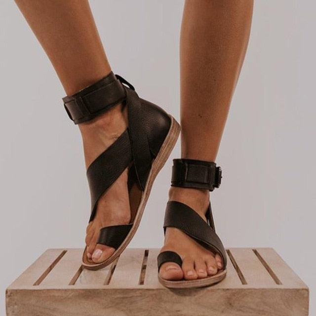 Nahara™ | Cross-Strap Ankle Sandals