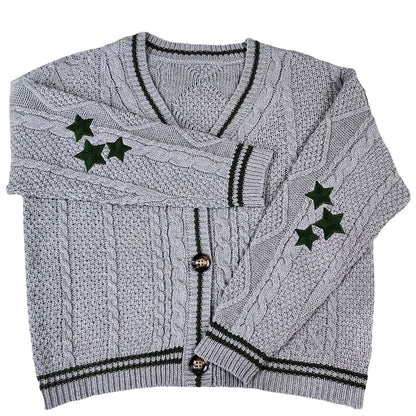Milva | Elegante cardigan vintage in maglia con stampa a stelle
