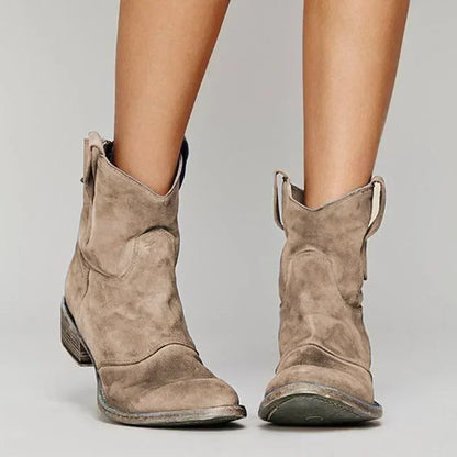Lunara™ | Suede Western Ankle Boots