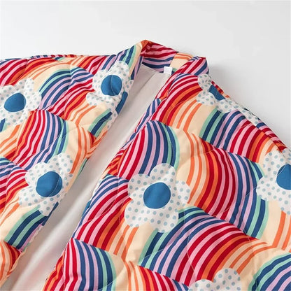 Allegra | Giacca Trapuntata Multicolore con Motivo Floreale