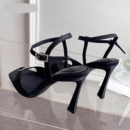 Celina™ | Square Toe Buckle Strap Sandals