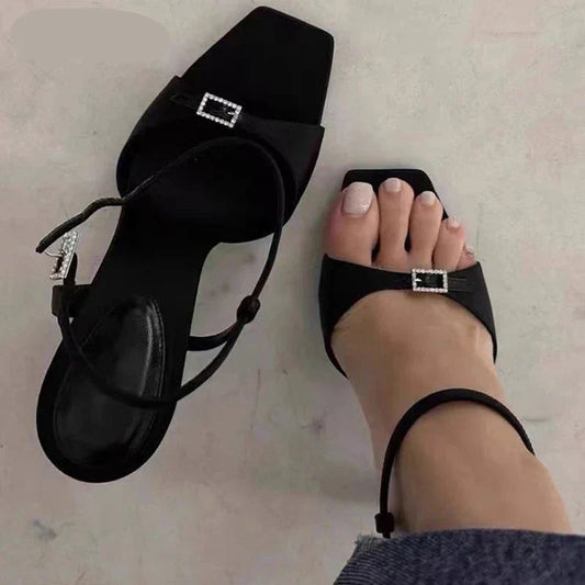 Celina™ | Square Toe Buckle Strap Sandals