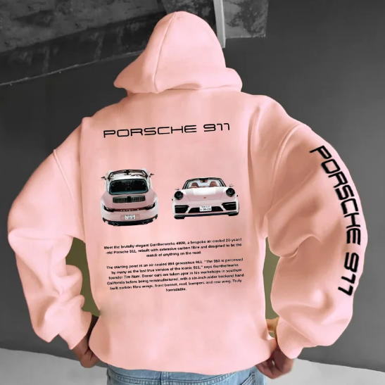 Alex | Felpa Porsche con cappuccio e stampa auto sportiva