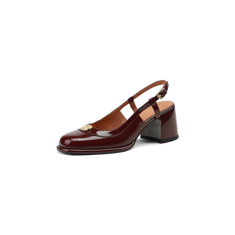 Roselle™ | Patent Slingback Emblem Heels