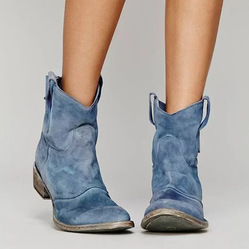 Lunara™ | Suede Western Ankle Boots