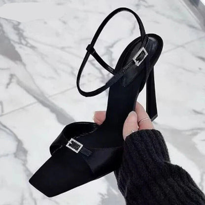 Celina™ | Square Toe Buckle Strap Sandals