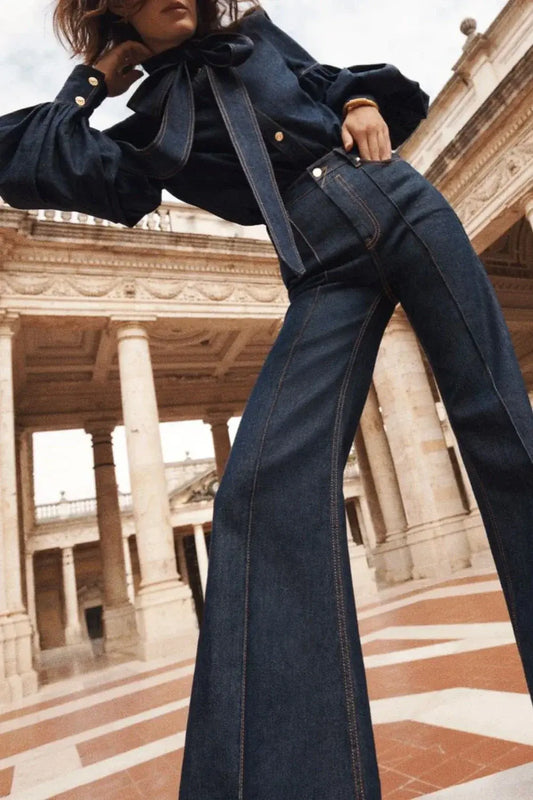 Camila - Camicetta di jeans e pantaloni svasati