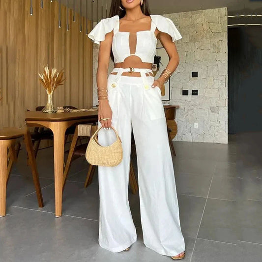 Luisa | Completo due pezzi da donna con scollo quadrato e spacco