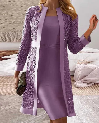 Victoria - Set abito e cappotto in pizzo