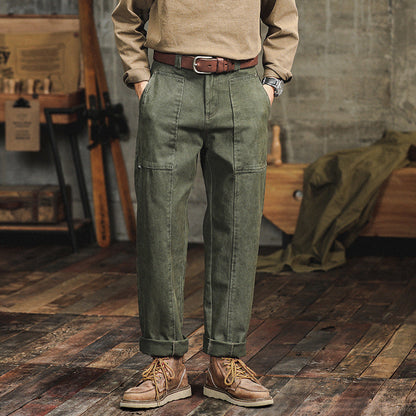 Antonio | pantaloni cargo casual da uomo in stile retrò verde militare