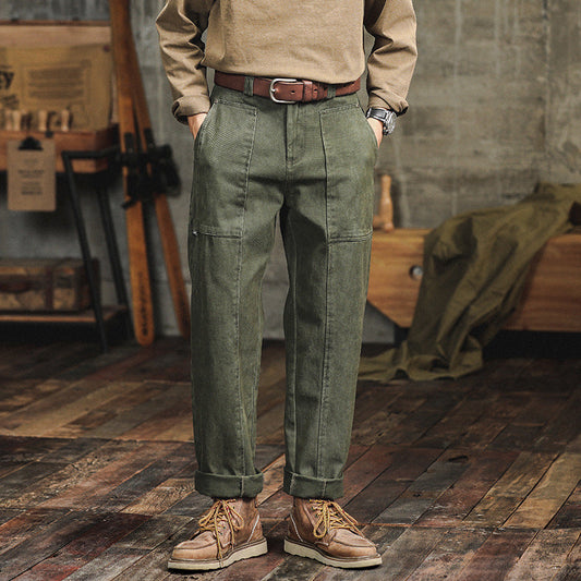 Antonio | pantaloni cargo casual da uomo in stile retrò verde militare