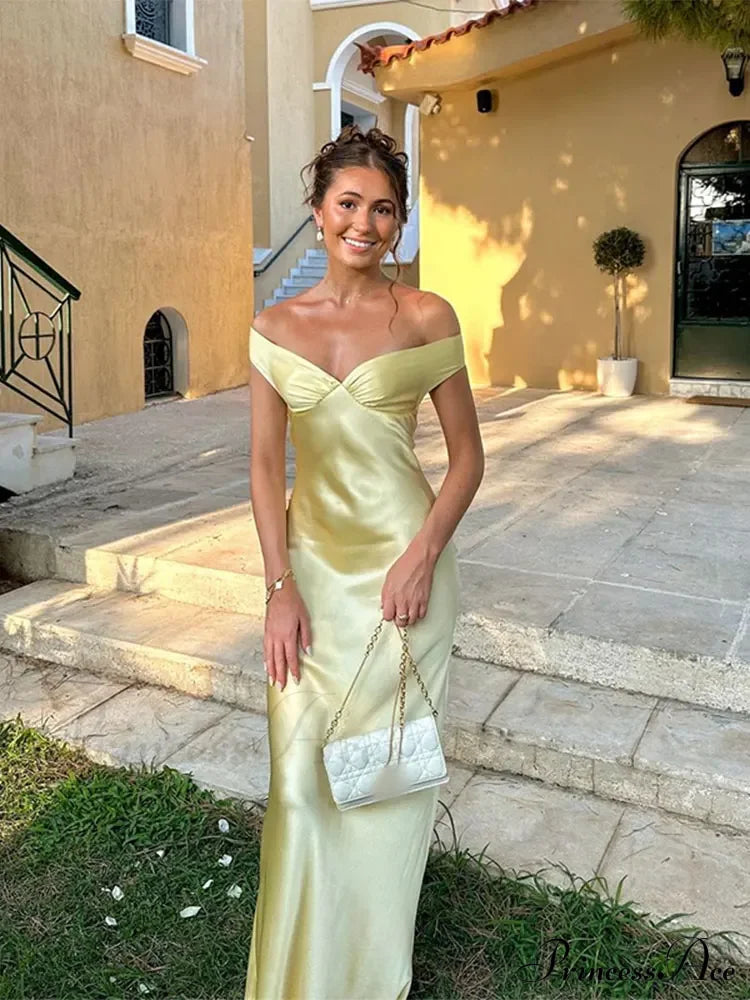 Seraphina™ | Satin Off-Shoulder Maxi Dres