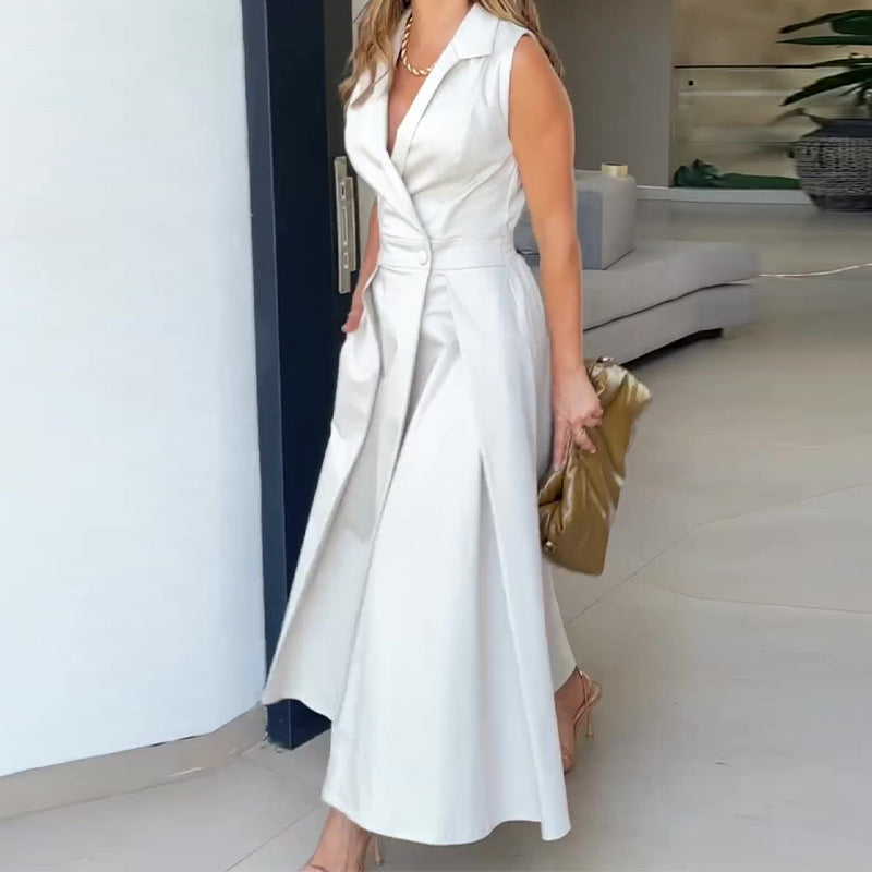 Sabrina - Yellow sleeveless midi dress with fresh style