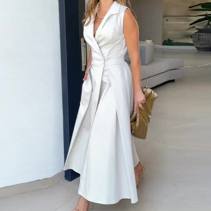 Sabrina - Yellow sleeveless midi dress with fresh style