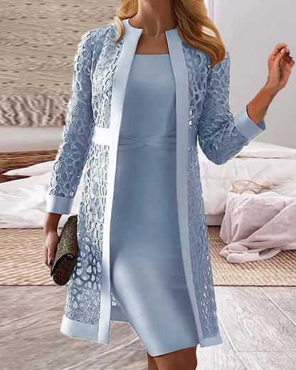 Victoria - Set abito e cappotto in pizzo