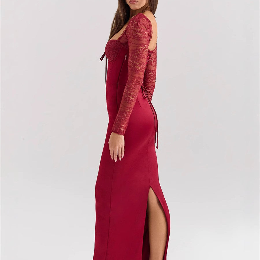 Valeria - Maxi abito con maniche in pizzo