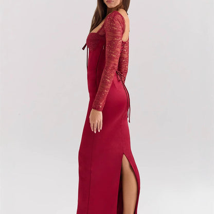 Valeria - Maxi abito con maniche in pizzo