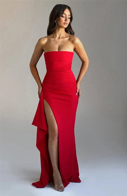 Aelred™ | Strapless Slit Maxi Dress
