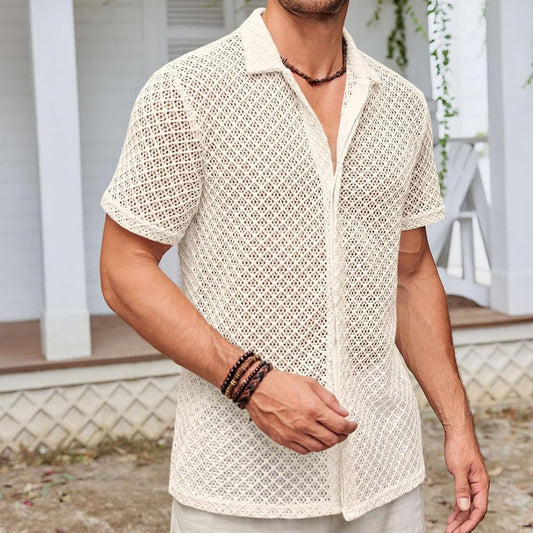 Alonzo - Camisa de ganchillo de manga corta