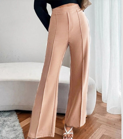 Clara | Pantaloni casual da donna, a vita alta, larghi, a gamba dritta