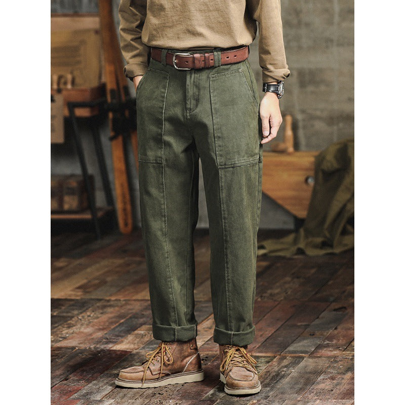 Antonio | pantaloni cargo casual da uomo in stile retrò verde militare