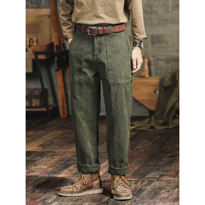 Antonio | pantaloni cargo casual da uomo in stile retrò verde militare
