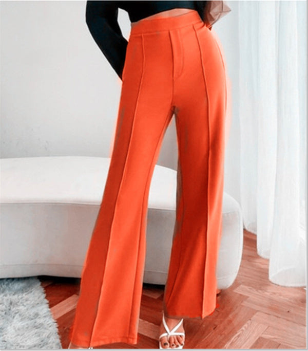 Clara | Pantaloni casual da donna, a vita alta, larghi, a gamba dritta