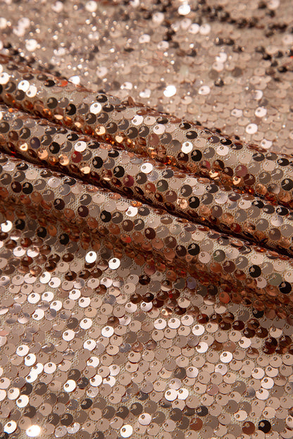Elena | Vestito corto con paillettes dorate a maniche lunghe