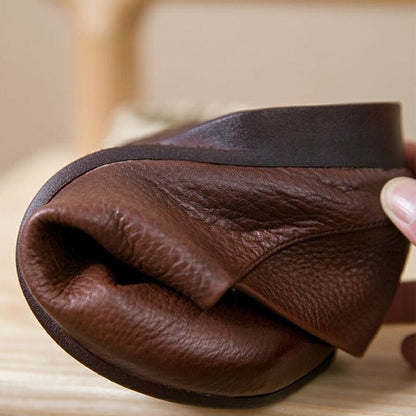 Round toe leather casual shoes