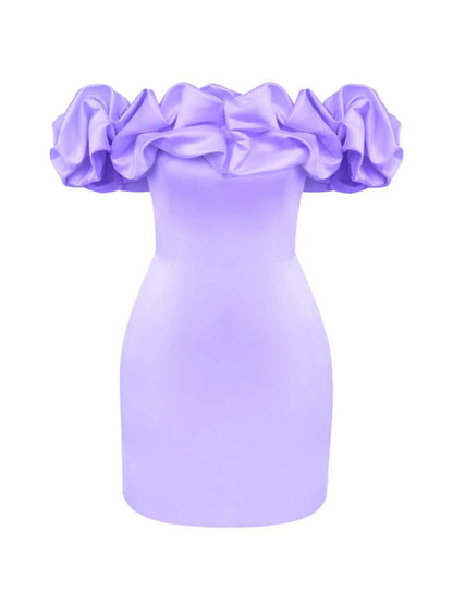 Madison | Satin Ruffle Off Shoulder Kleid