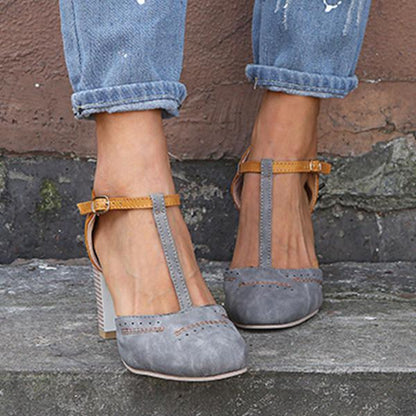 Liliosa | Scarpe Ortopediche con Tacco Medio e Cinturino a T