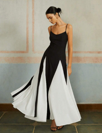 Victoria - Abito lungo con design bicolore