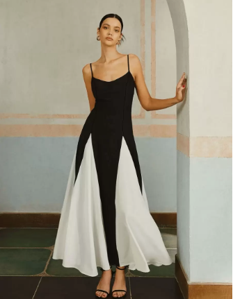 Victoria - Abito lungo con design bicolore