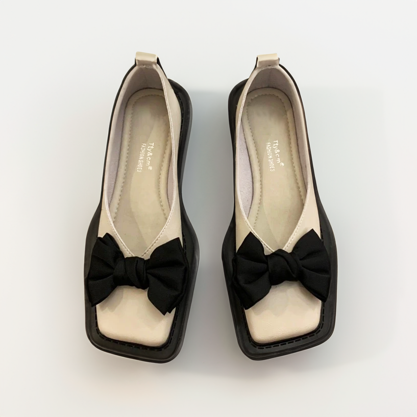 Zivette™ | Zebra Bow Square-Toe Flats