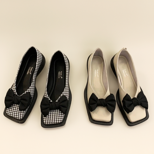 Zivette™ | Zebra Bow Square-Toe Flats