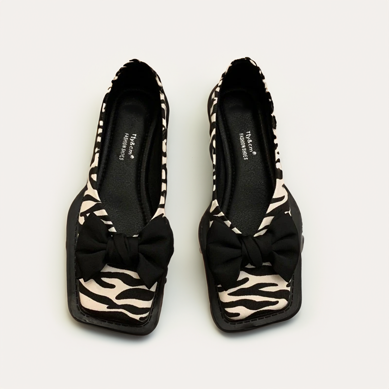 Zivette™ | Zebra Bow Square-Toe Flats