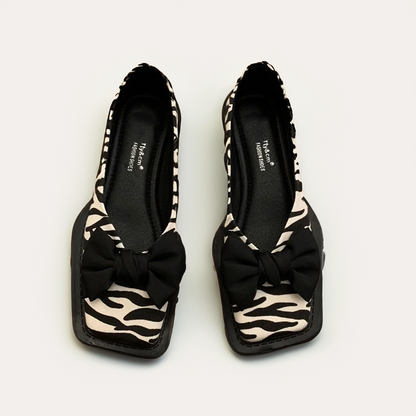 Zivette™ | Zebra Bow Square-Toe Flats