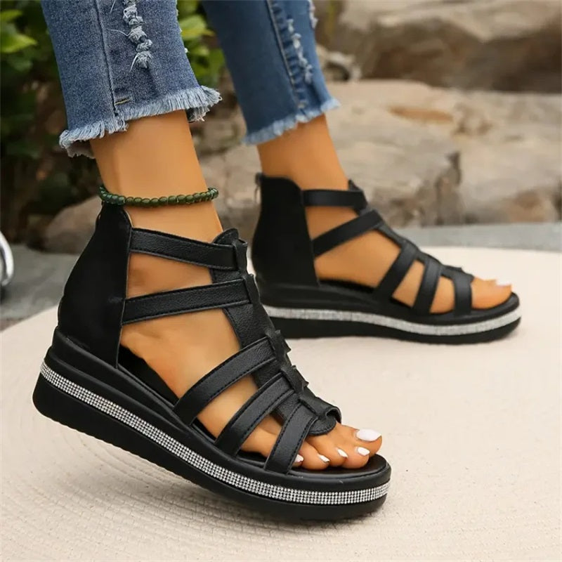 Joana™ | Wedge sandals with rhinestones