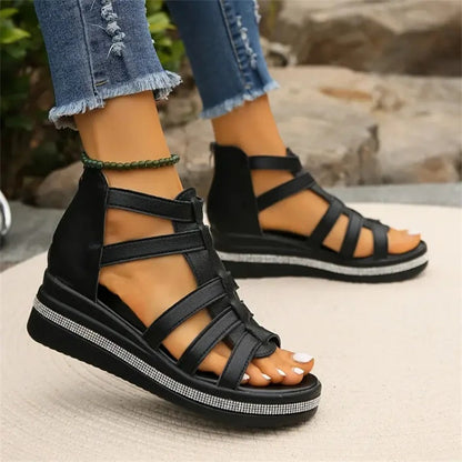 Joana™ | Wedge sandals with rhinestones