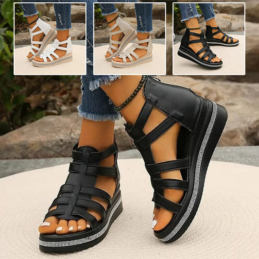 Joana™ | Wedge sandals with rhinestones