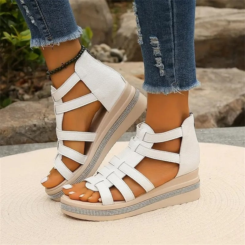 Joana™ | Wedge sandals with rhinestones