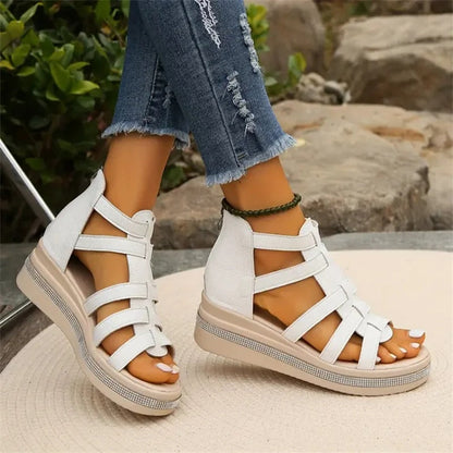 Joana™ | Wedge sandals with rhinestones