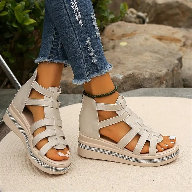 Joana™ | Wedge sandals with rhinestones