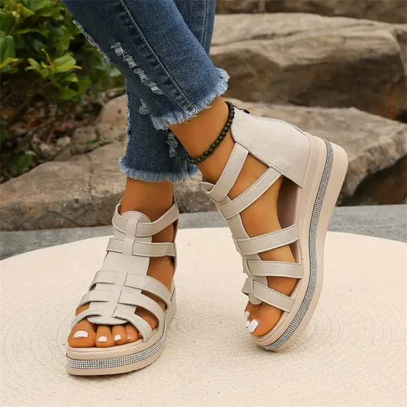 Joana™ | Wedge sandals with rhinestones