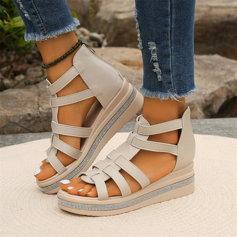 Joana™ | Wedge sandals with rhinestones